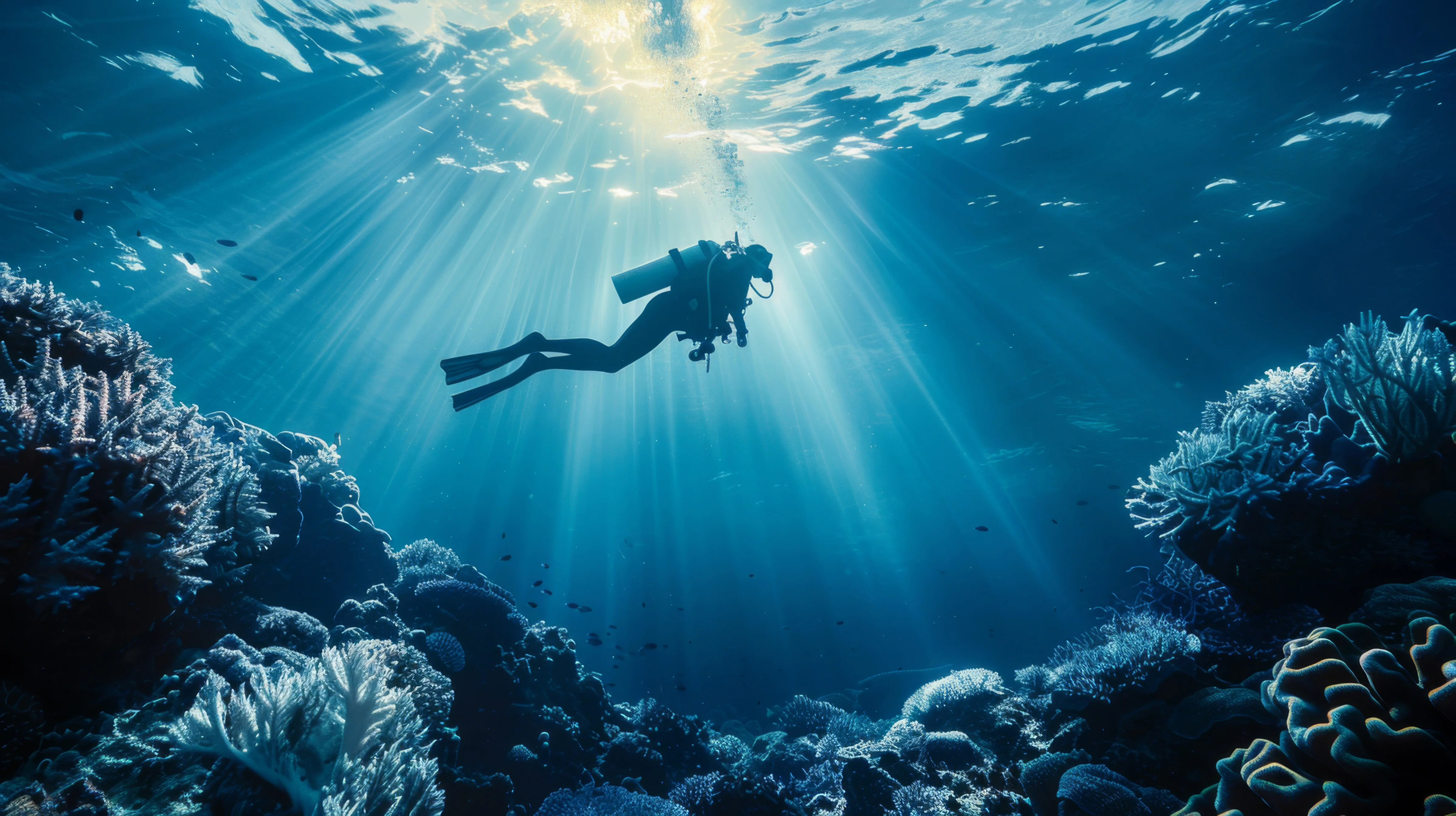 Arrecife cristalino durante la mejor temporada de buceo