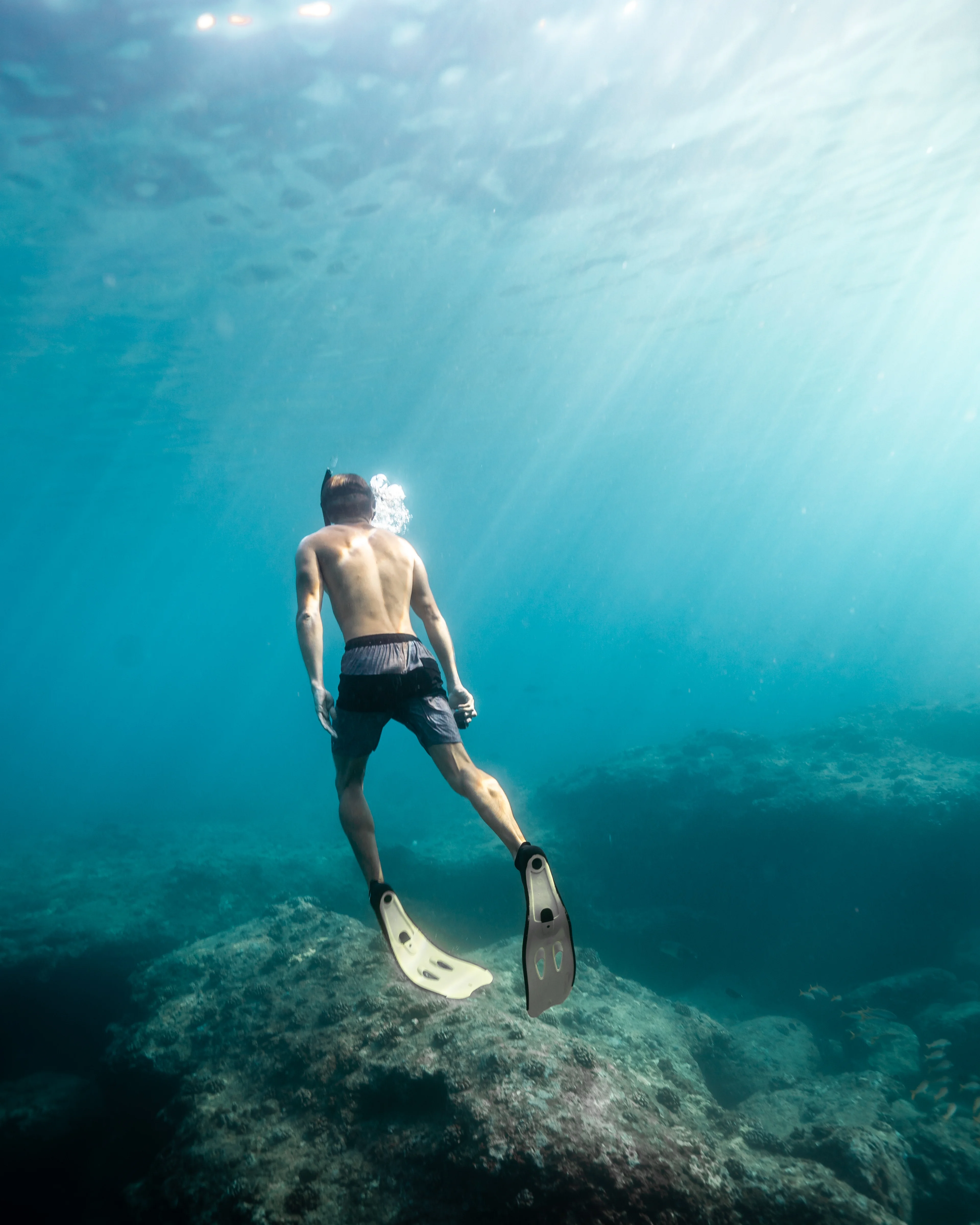 Turistas haciendo snorkel en aguas cristalinas y sin multitudes